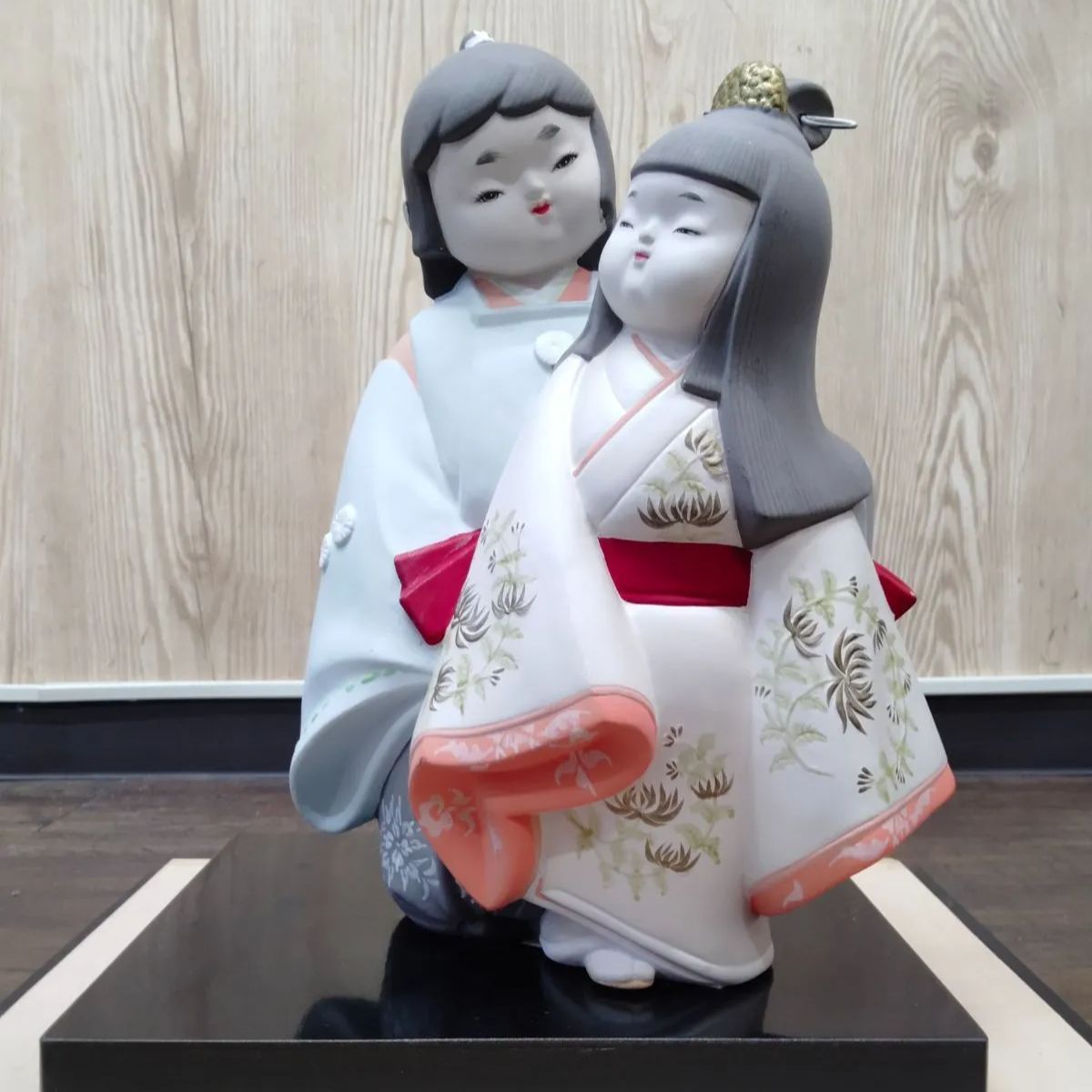 希少ヴィンテージ ガラスケース付き】博多人形 無釉 粘土置物 手