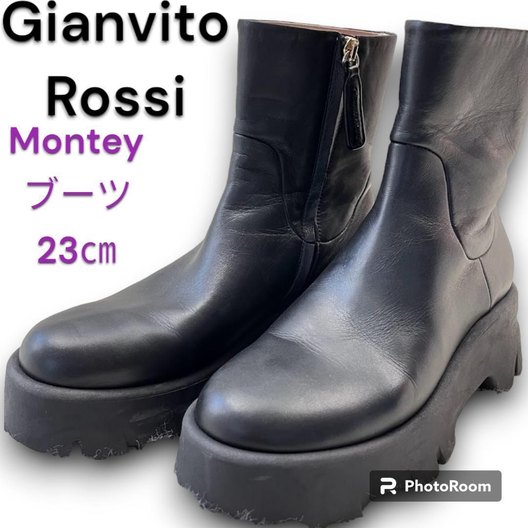 Gianvito Rossi ジャンヴィットロッシ ファー ブラック ブーツ高幅8cm位