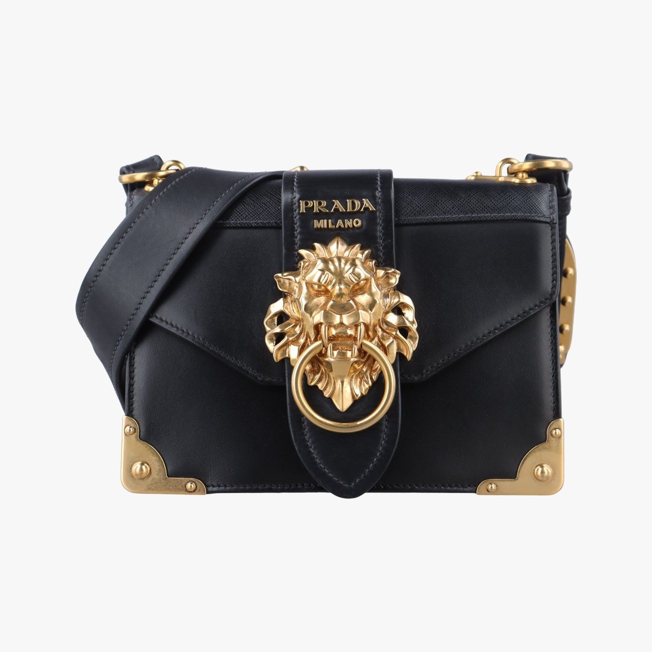 プラダPradaカイエ ライオンヘッド ブラック レザー 1BD089 25