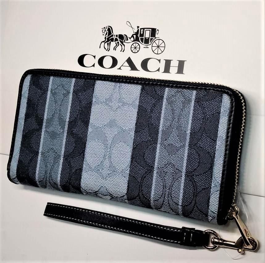 COACH 新品 ジャガード 長財布 メンズ レディース コーチ 財布 デニム 