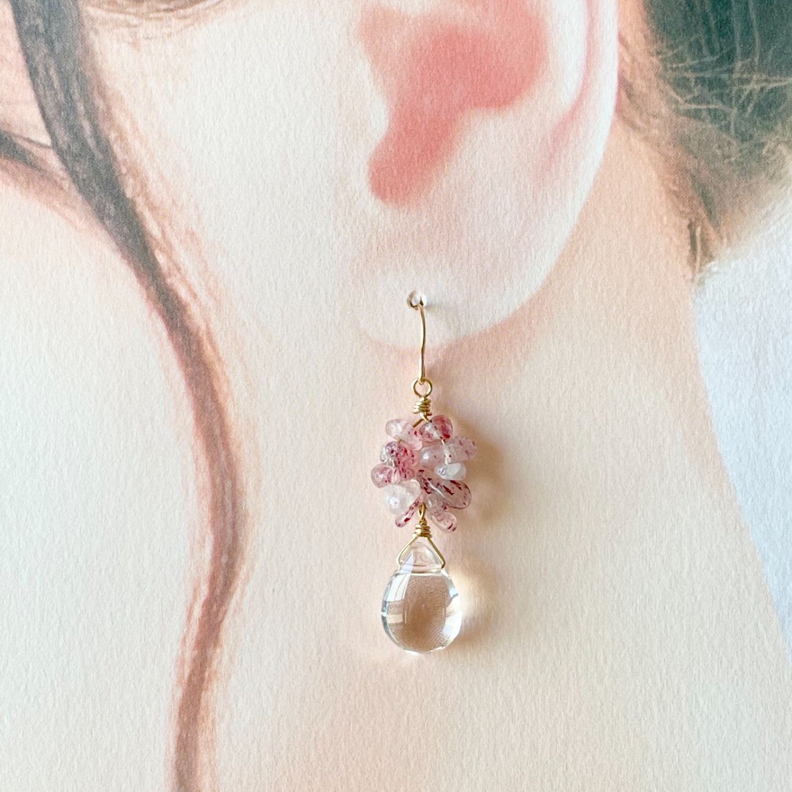 ピンクエピドートの花束クリスタルピアス/イヤリング 14kgf - メルカリ