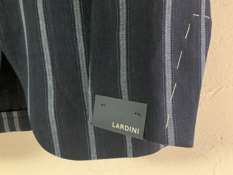LARDINI ラルディーニ ストライプ テーラードジャケット スーツ 46 LARDINI (ラルディーニ) リネン ストライプ シングル ジャケット