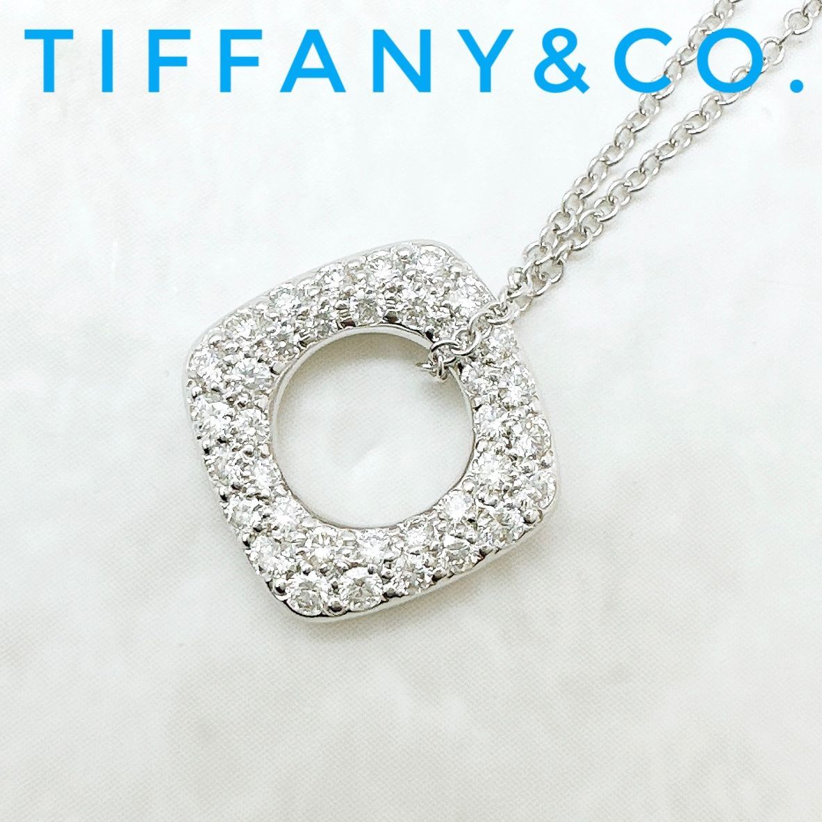 美品/人気🌟Tiffany＆Co. スクエアサークル ダイヤモンド ホワイト