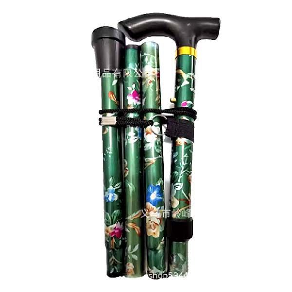 アルミ合金製 折りたたみ式滑り止め付き ウォ-キングステッキ杖 グリーン色高齢者用ノードスティック杖 高さ 92cm輸入品