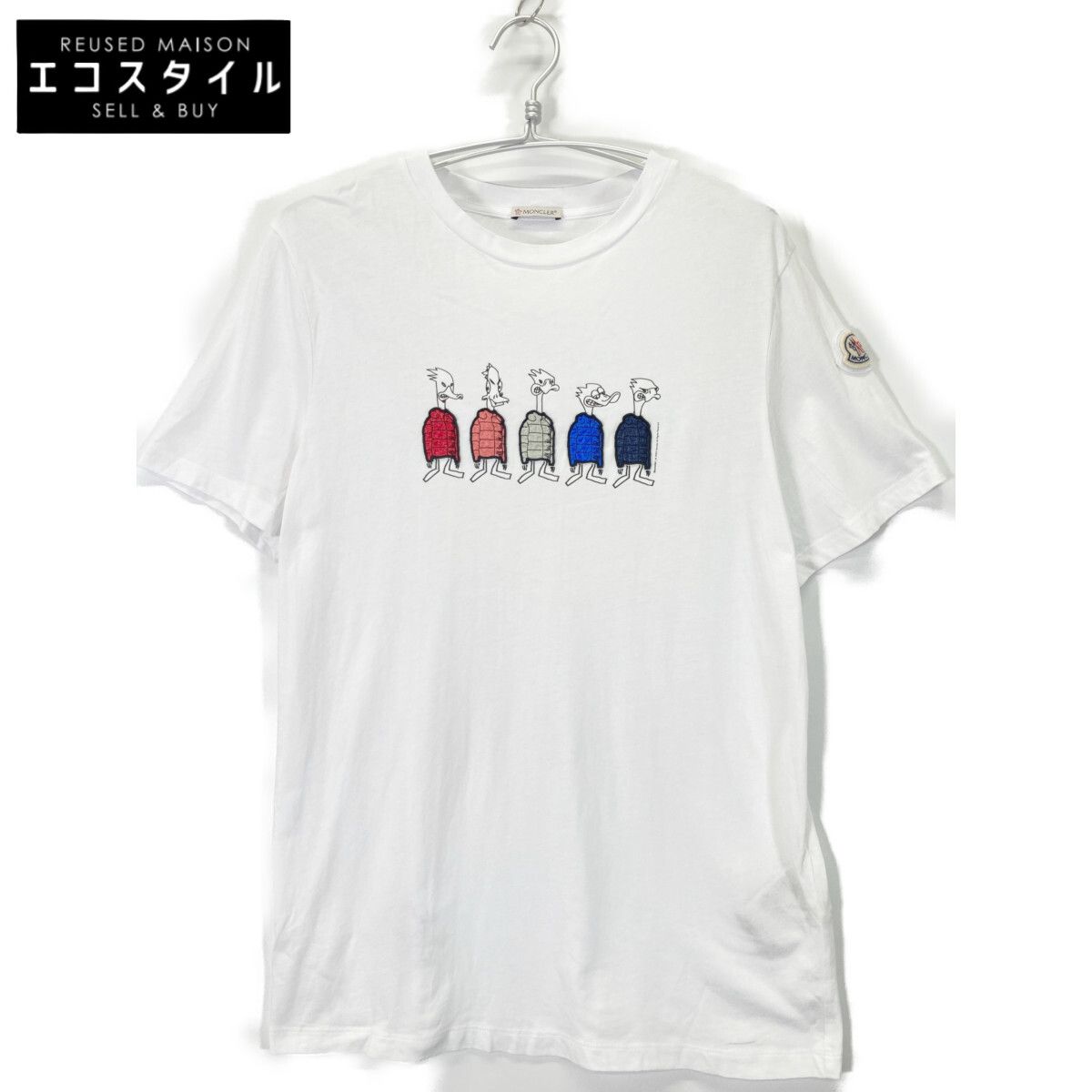 MONCLER モンクレール ﾎﾜｲﾄ SS TSHIRT ﾌﾟﾘﾝﾄ ﾀﾞｯｸ Tｼｬﾂ S