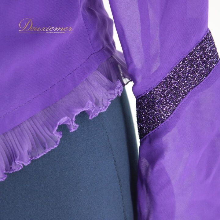 【美品日本製社交ダンス衣装】上下セット PAPILLON 紫 パープル シンプル 美品日本製社交ダンス衣装】上下セット PAPILLON 紫 パープル