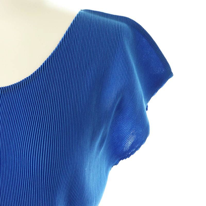 PLEATS PLEASE ISSEY MIYAKE◆ノースリーブカットソー/3/ポリエステル/BLU/無地/PP01FK341// プリーツプリーズ PLEATS PLEASE イッセイミヤケ プリーツ