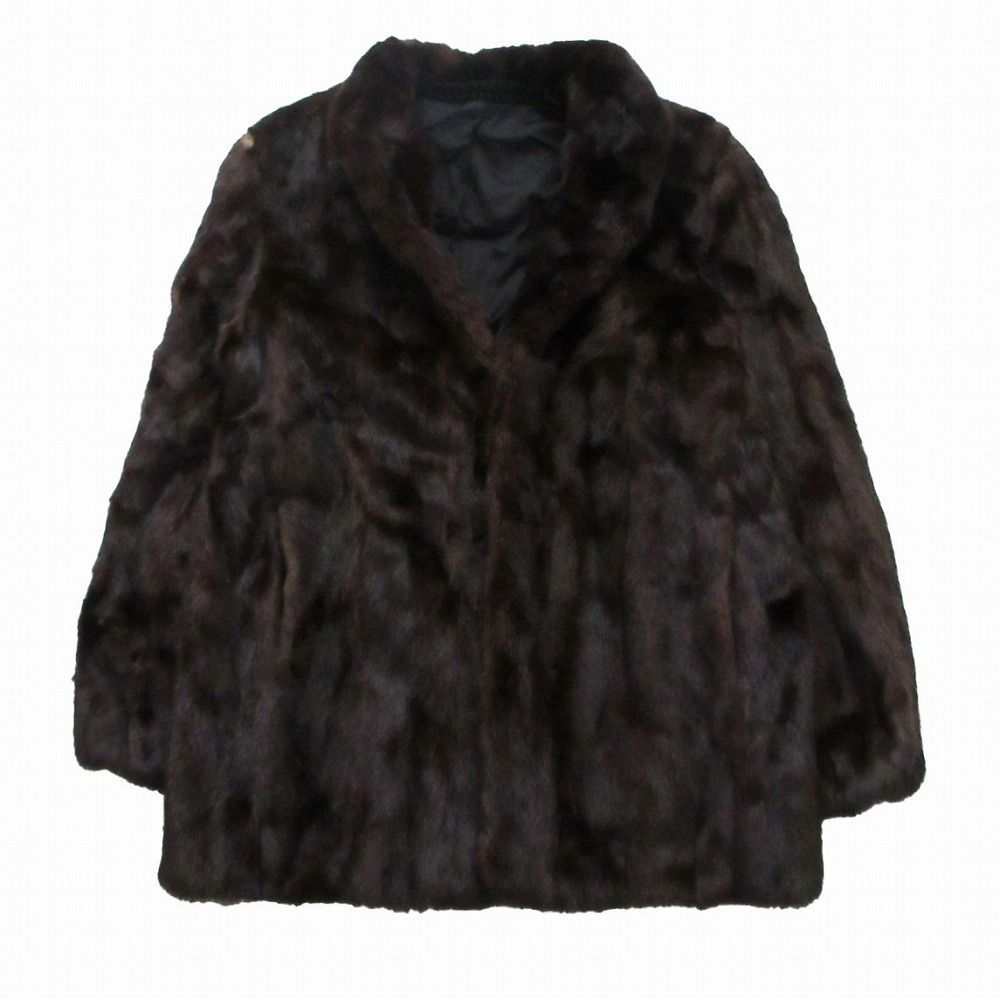 OSFUR ミンクコート 毛皮 リアルファー ブラウン 美品 OSFUR ミンク 本毛皮 リアルファー ハーフコート ブラウン レディース