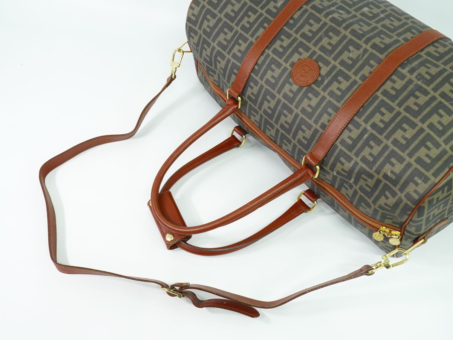 本物 フェンディ FENDI ズッカ 2WAY ショルダーバッグ ボストンバッグ  