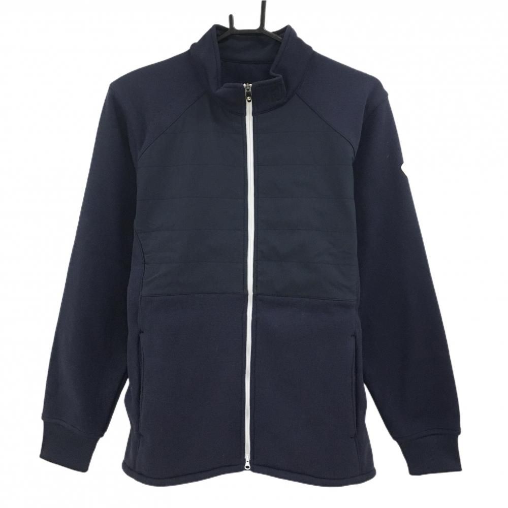 超 フットジョイ 切替ニットジャケット ネイビー 裏起毛 メンズ M ゴルフウェア FootJoy