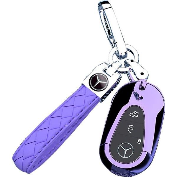 新着パープル Yinki benz向けの キーケース キーホルダー キーカバー メルセデスベンツ Sクラス W206 S206 W223 S400d s500 AMG専用 リモコンケース 鍵 保護 シリコン キーカバーメタリック調 柔らかい 