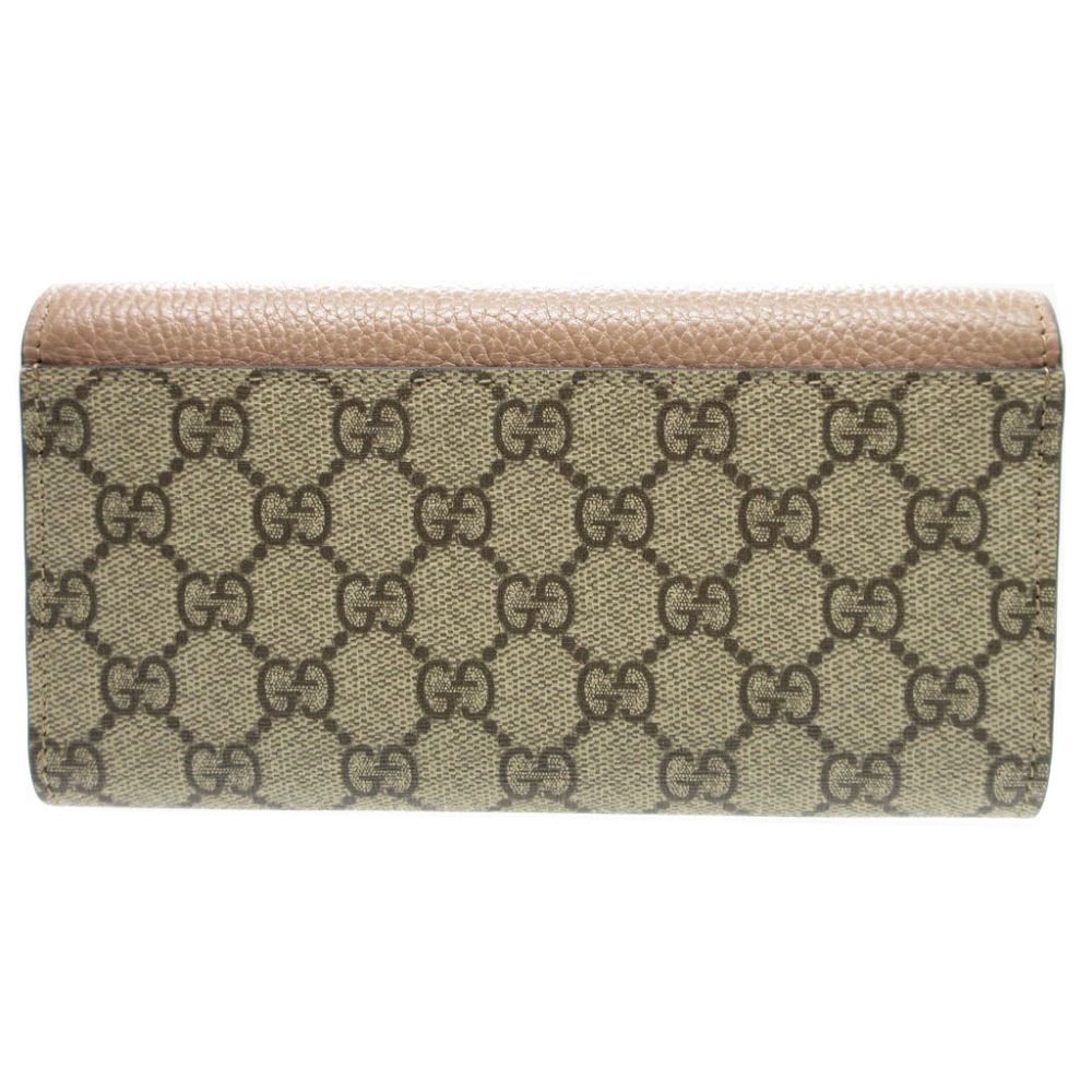 超美品GUCCI【GGスプリーム　コンチネンタルウォレット】 ダブルG バイカラー コンチネンタルウォレットベージュ＆ブルー