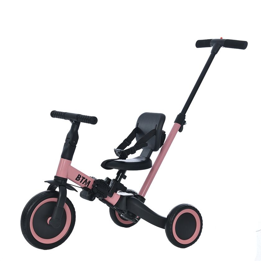 全新品 子供用三輪車 ピンク 4in1 三輪車のりもの 押し棒付き 自転車 