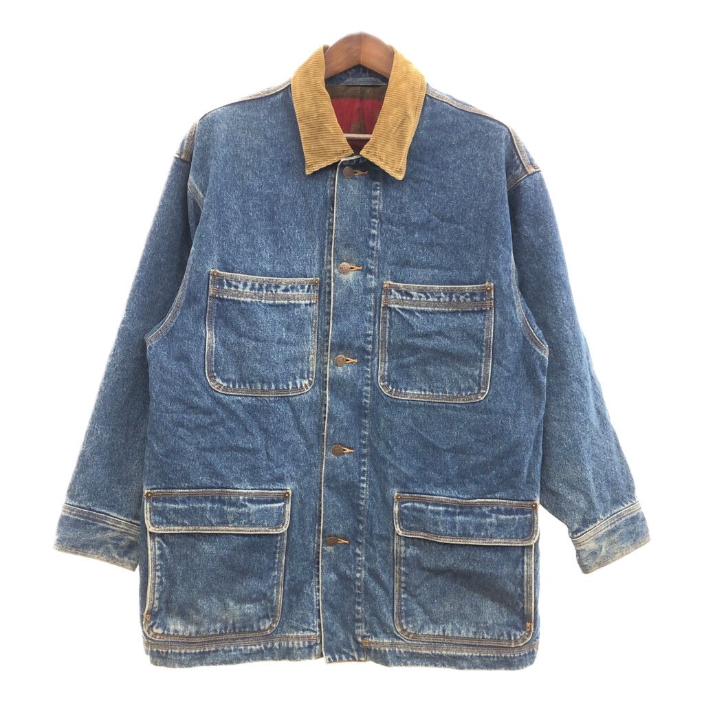 80年代 Banana Republic バナナリパブリック デニムカバーオール ジャケット アウトドア サファリタグ ブルー (メンズ M) 中古 古着 P9003