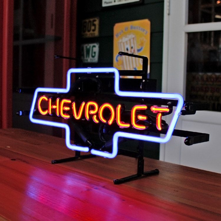 ビンテージ インテリア シボレー オフィシャル ネオンサイン菅 ジャンク品 ネオンサイン CHEVROLET シボレー ボウタイ (レッド) 店舗
