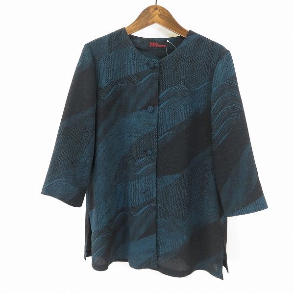 a 詩仙堂 ヒトシタムラ シセンドウ シャツ ブラウス 緑 黒 七分袖 総柄 ちりめん 縮緬 和風 和装 和服 レディース 934482 k01