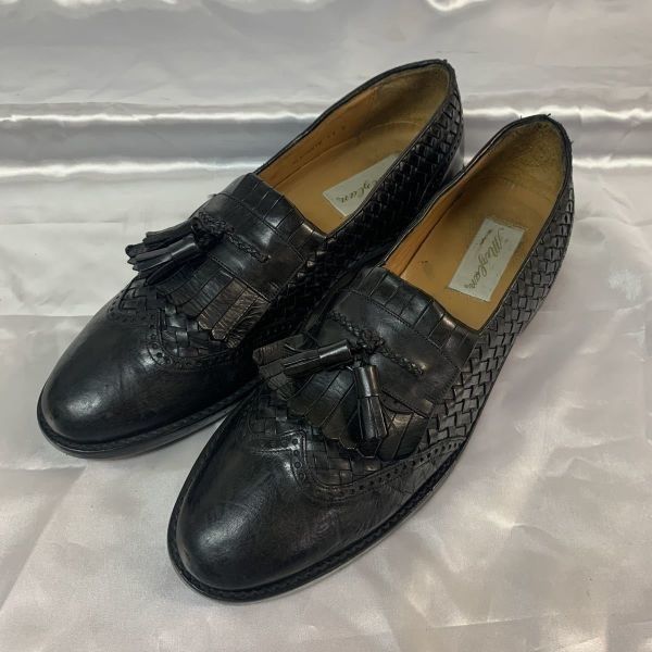 80s-90s?|Vintage メツラン MEZLAN キルトタッセルローファー サイズ11 B 27.0-28.5cm スペイン製 黒◆is3-19<sale>