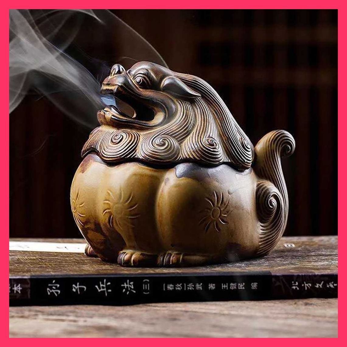 香炉 獅子 風水 開運 線香立て オブジェ 金運 幸運 アジアン 百獣 雑貨