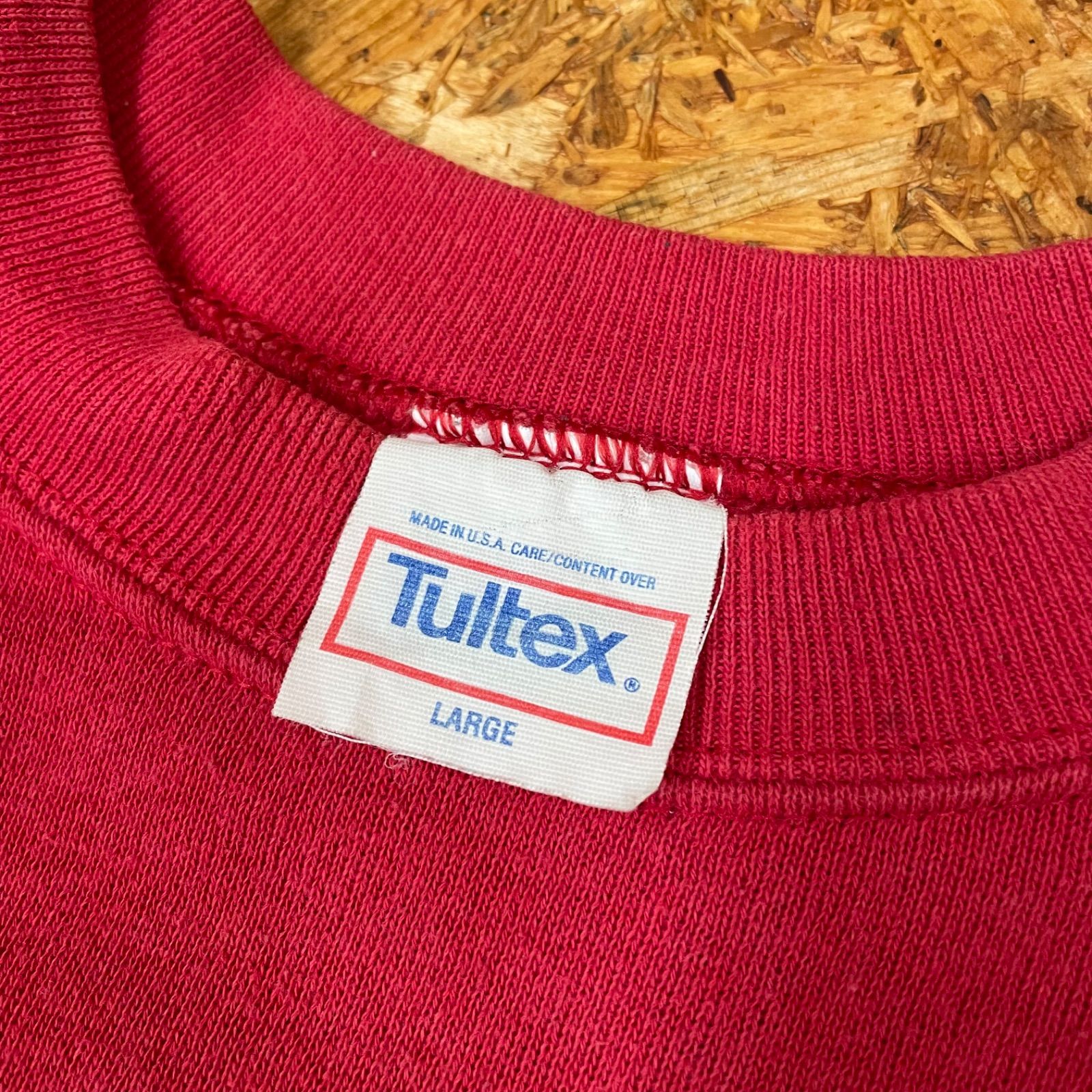 TULTEX（タルテックス）の年代別タグガイド ’80s USA製 Tultex Jeepプリントスウェット L レッド 80年代 ヴィンテージ タルテックス ジープ プルオーバー 古着 アメリカ USED MADE IN USA