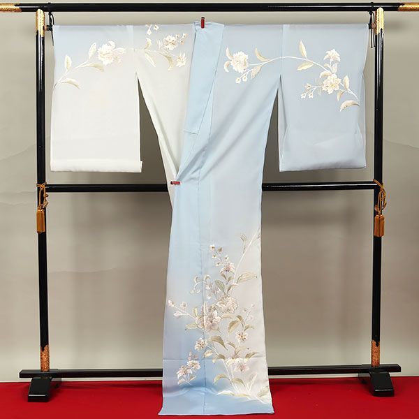 eha3254 夏物 尾峨佐染繍 超細密手刺繍 五泉 駒絽 訪問着 青色 eha3254 夏物 尾峨佐染繍 超細密手刺繍 五泉 駒絽 訪問着 青色