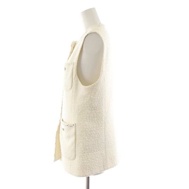 アナイ ANAYI 24SS ミックスツィードノーカラーベスト ジレ 金
