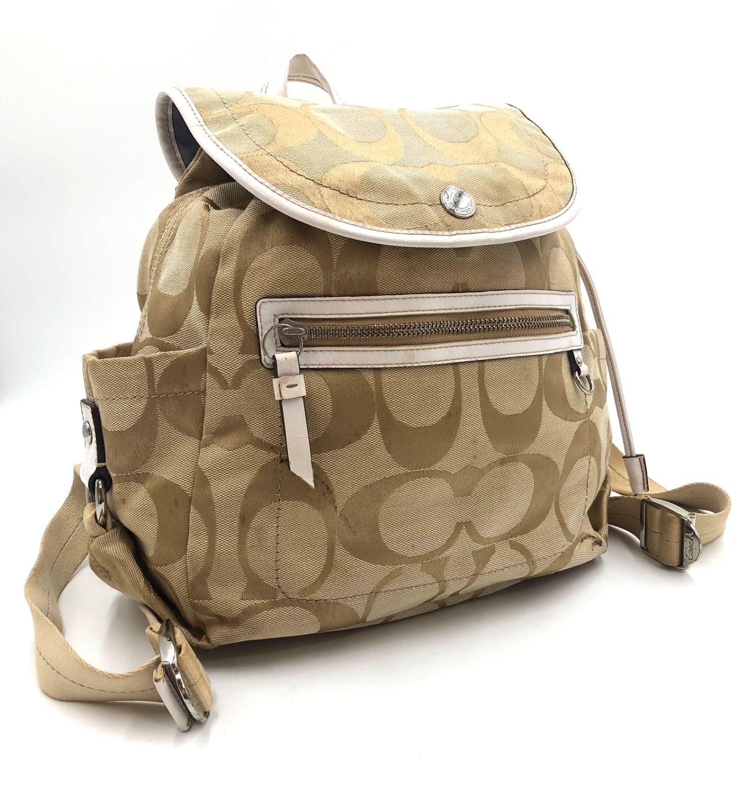 Coach リュック ベージュ キャンバス COACH コーチ シグネチャー