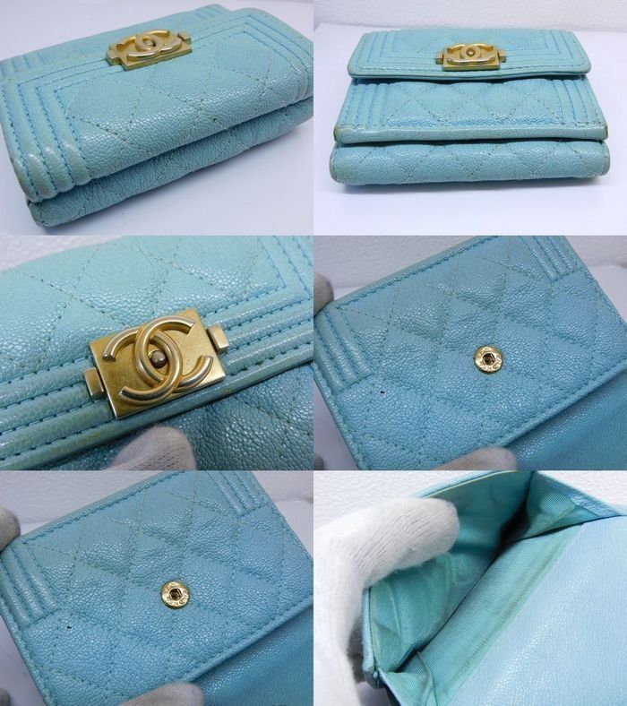 シャネル □ ボーイシャネル コンパクトウォレット A84432 3つ折り財布