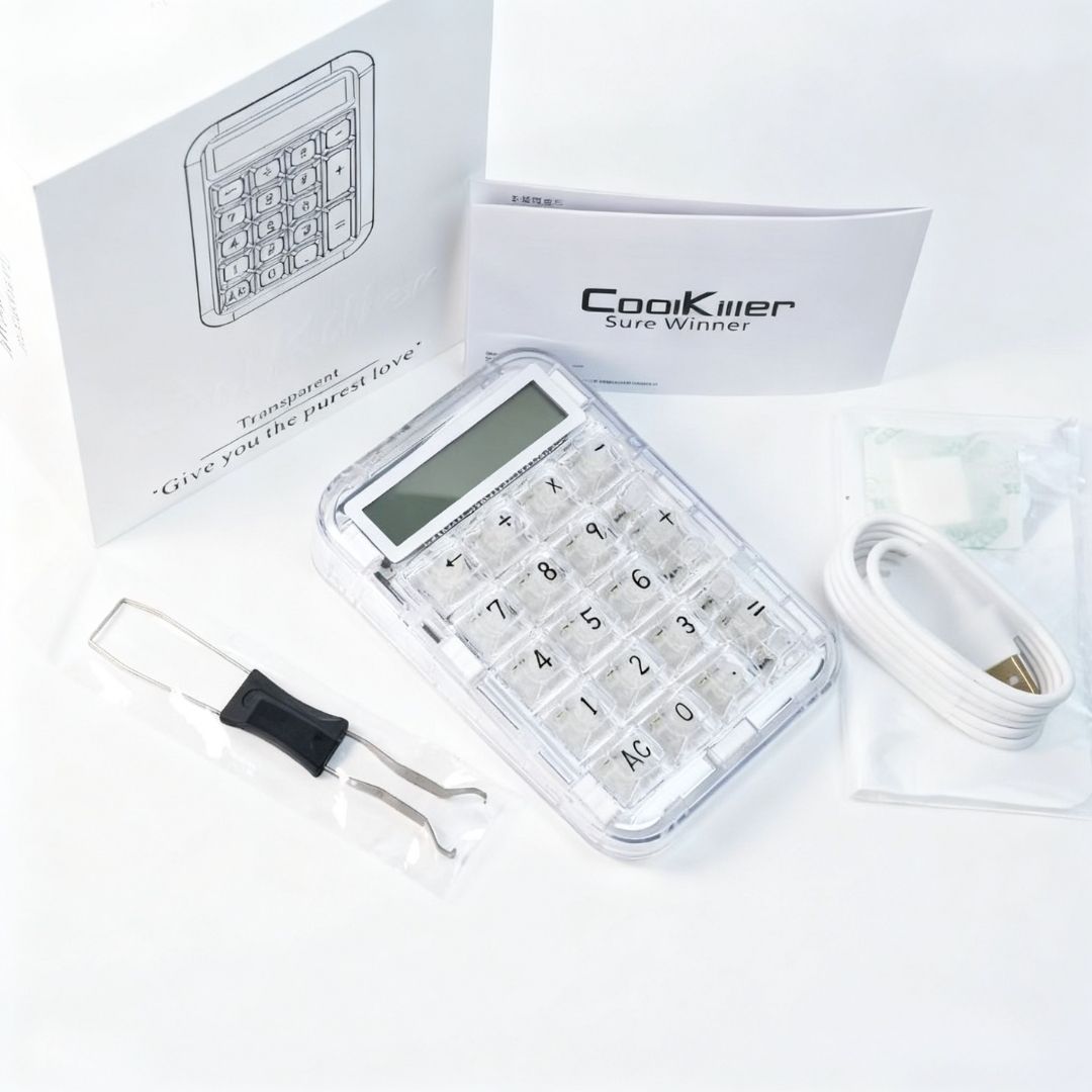 Coolkiller カスタム 電卓 クリアキャップ 韓国 即納】Coolkiller 電卓 12桁 テンキー 計算機 透明 かわいい おしゃれ