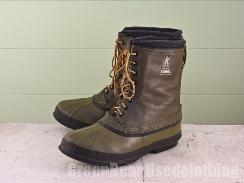 カナダ製 ソレル SOREL ビンテージ スノーブーツ 良い味 ミドリ メンズ 29cmくらい A617