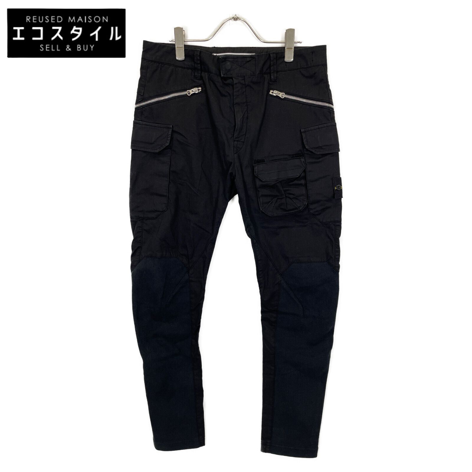 STONE ISLAND ストーンアイランド 6415304JM ブラック ジップデザイン カーゴ ロングパンツ 30