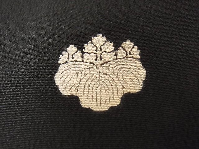 平和屋本店□極上 アンティーク 大正ロマン 振袖 駒刺繍 飛鶴松文 黒地