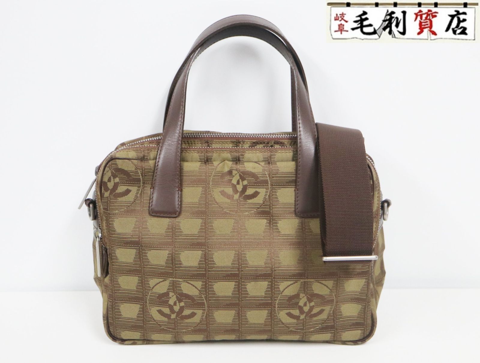 シャネル CHANEL ニュートラベルライン カーキグリーン 2WAY A15970 ショルダーバッグ キャンバス レザー レディース バッグ