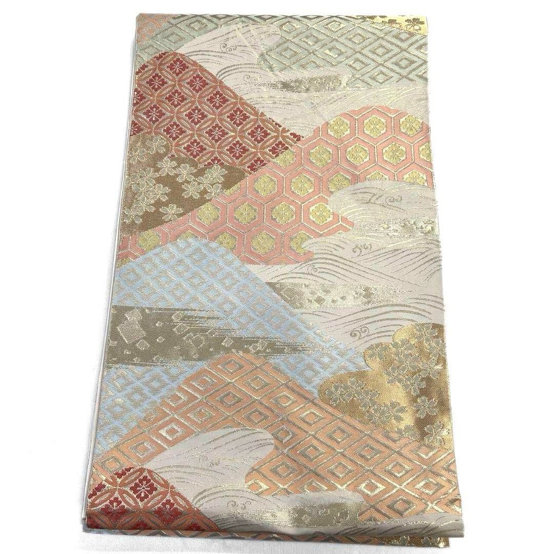 袋帯 亀甲 華紋 花菱 金糸 着物 044a p