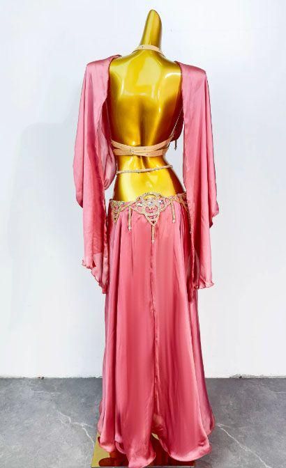 ベリーダンス オリエンタル衣装 ピンク ブラ スカート オーダーメイド