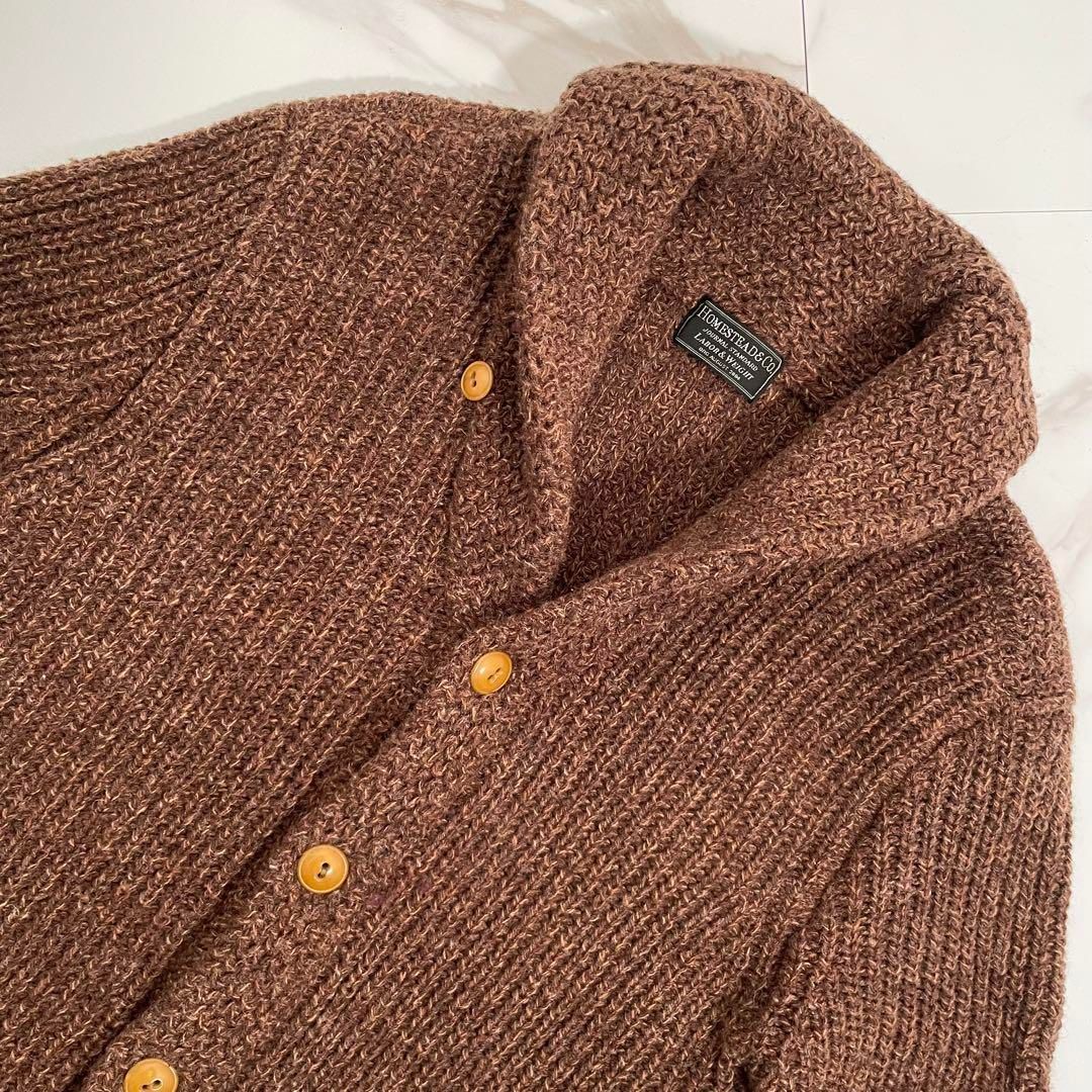 J.S STEAD リブニット ショールカラーカーディガン Mサイズ J.S HOMESTEAD リブニット ショールカラーカーディガン Mサイズ