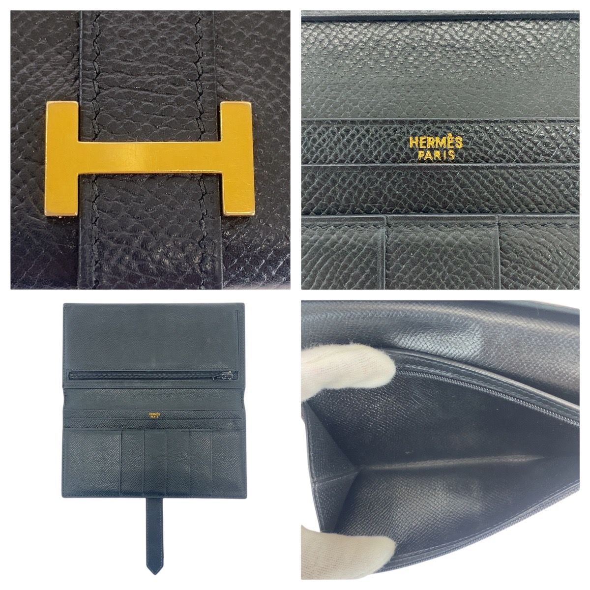 美品 HERMES エルメス べアン ブラック 黒 ゴールド金具 ボックス