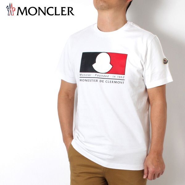 24SS新作 モンクレール MONCLER  メンズ トリコロールワッペンプリント Tシャツ【ホワイト】 8C00019 8390T 002/【2024SS】m-tops