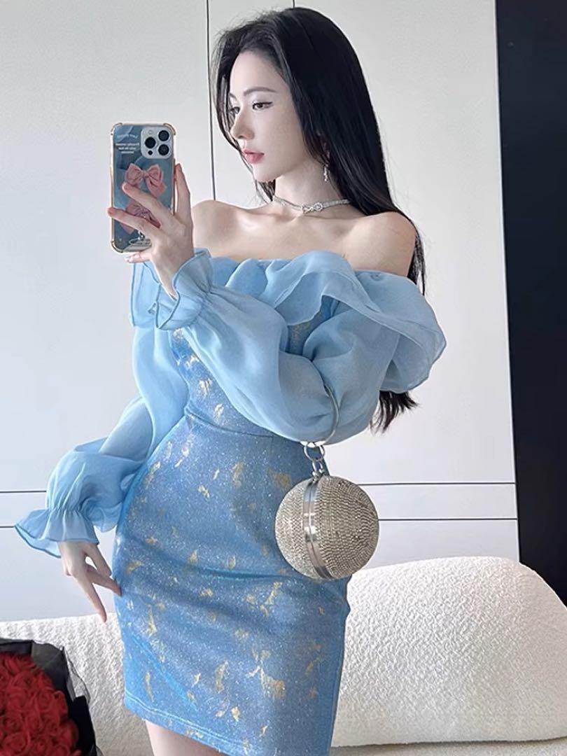 leja 花柄チュールパフスリーブ ワンピース ドレス Leja｜LEJA-花柄