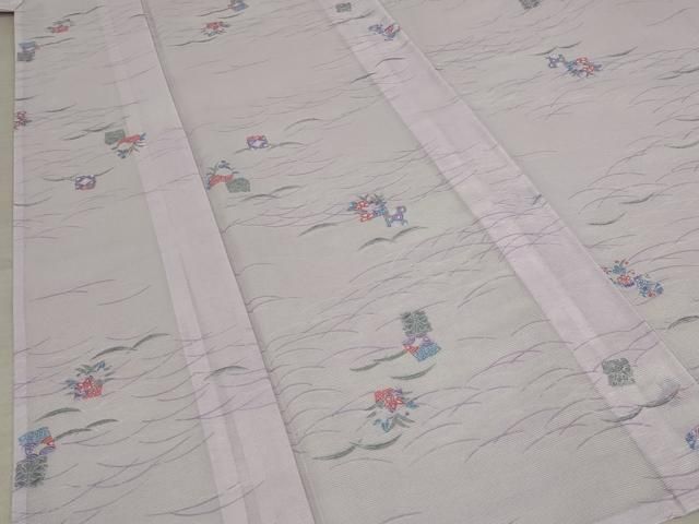 平和屋着物＊夏物 小紋 絽 芝花文 洗える着物 AABB0594st