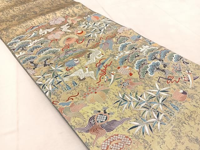 平和屋着物○東京友禅 熊谷好博子 太鼓柄袋帯 唐織 作家物 総