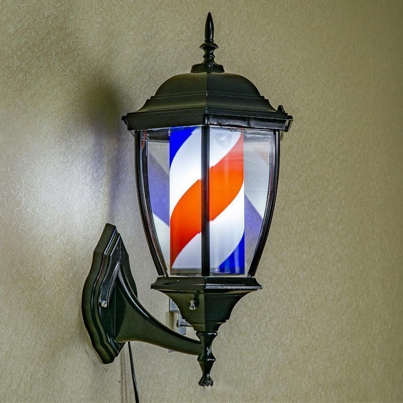 LEDサインポール バーバーショップ屋外ターンライト サインポール 理容 壁掛け式 ヘアーサロン理容室オープンサイン 回転 LED 灯理髪店の柱