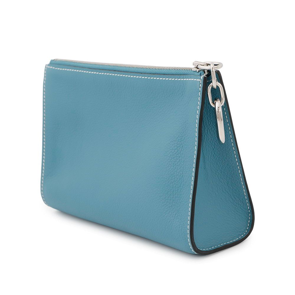 【激安大特価！】 エルメス ポーチ ジップ アンゴー ニューブルージーン シルバー金具 エバー B刻印 HERMES 小物入れ