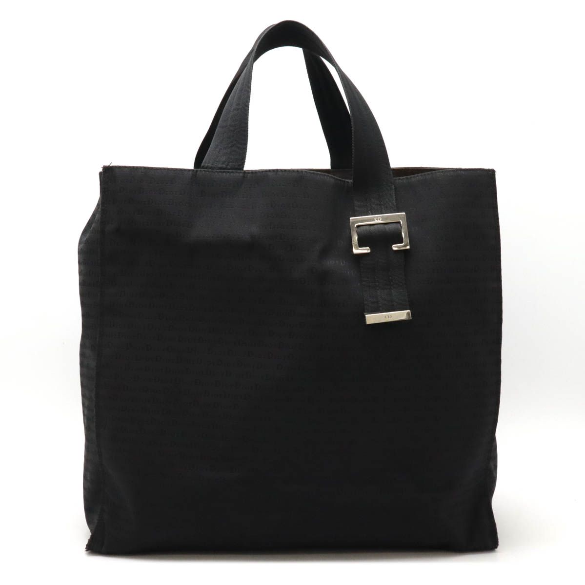Christian Dior クリスチャン ディオール DIOR HOMME ディオール オム ロゴ ジャガード トートバッグ キャンバス ブラック 黒 シルバー金具