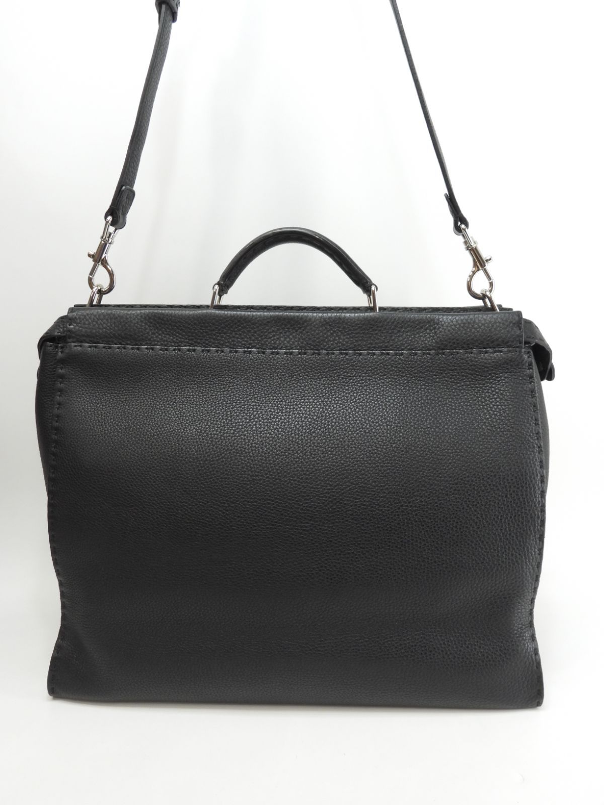 フェンディ ピーカブー大 セレリアレザー 黒 メンズハンドバッグ