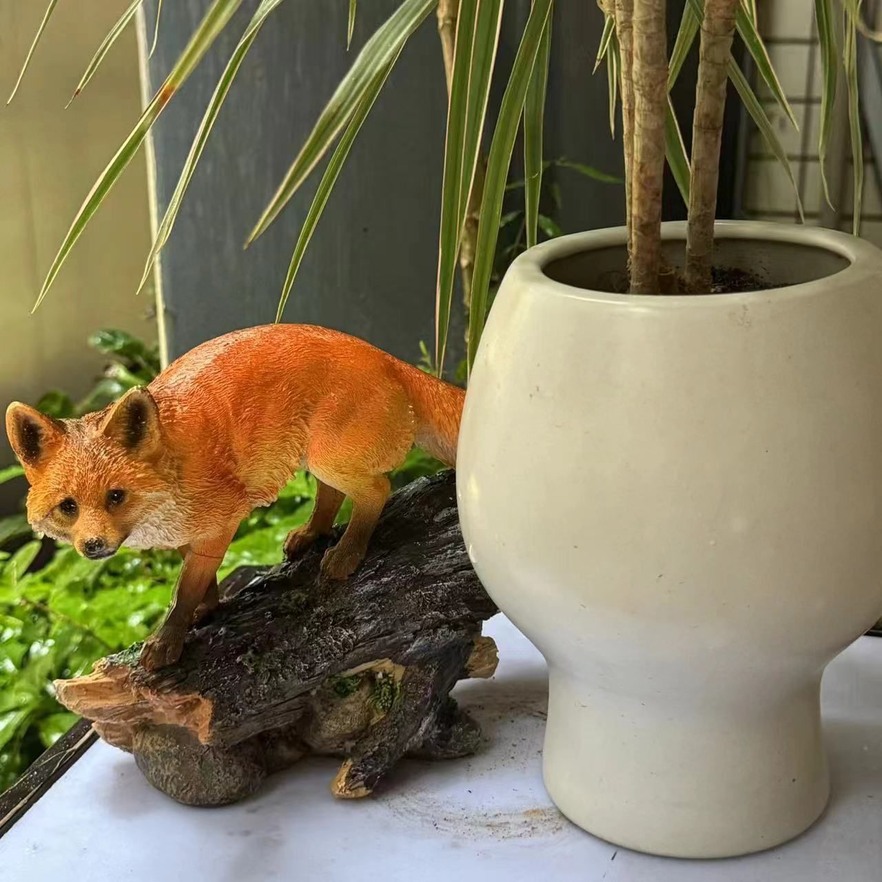 置物 オブジェ ガーデンオーナメント キツネ きつね リアル 室内 屋外