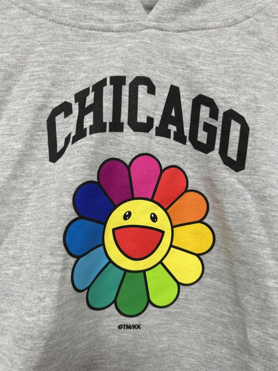 complexcon × KAIKAI KIKI コンプレックスコン×カイカイキキ 村上隆 CHICAGO FLOWER HOODIE プルオーバー パーカー sizeL グレー レディース