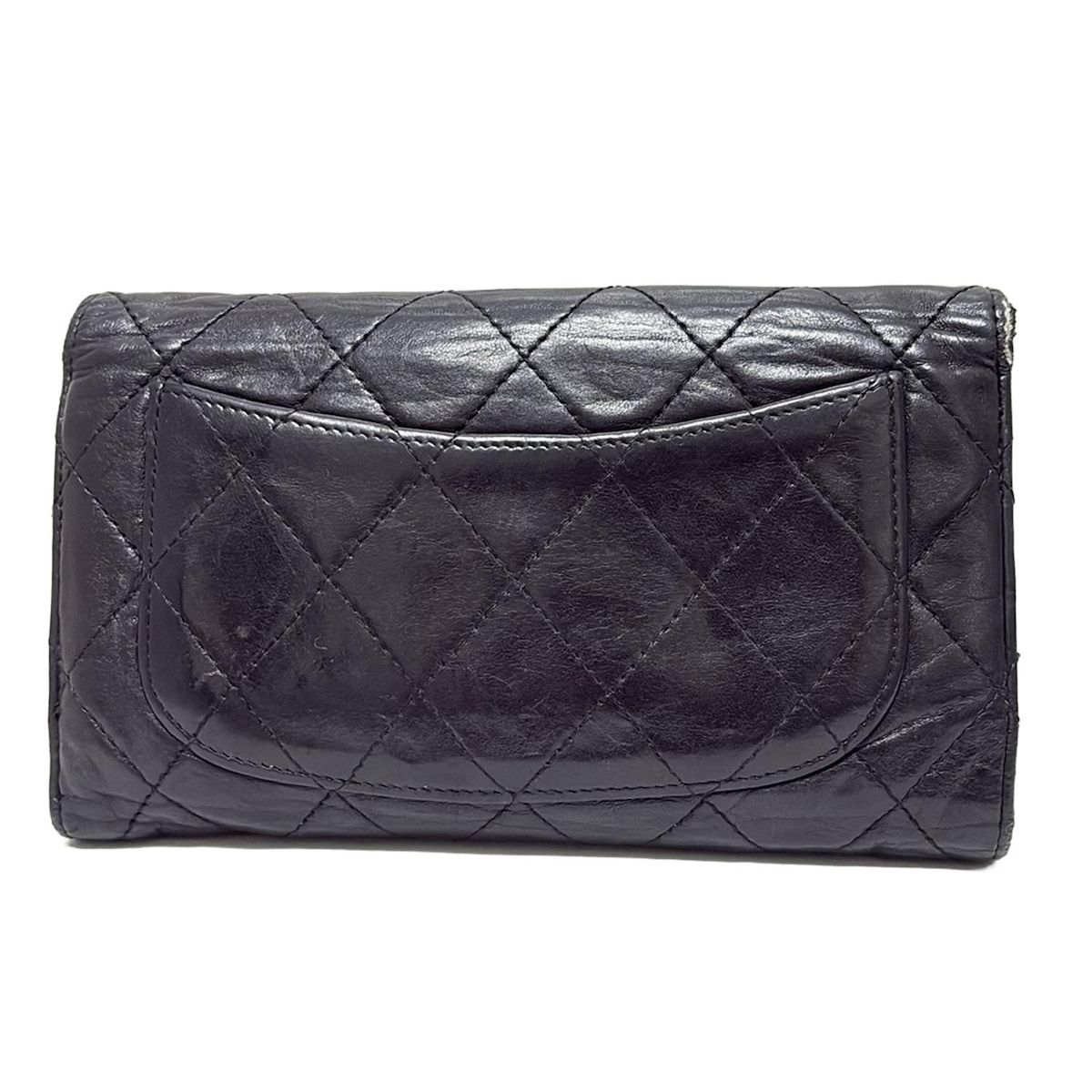 CHANEL シャネル 長財布 マトラッセ A31506 黒 シルバー金具 ラムスキン