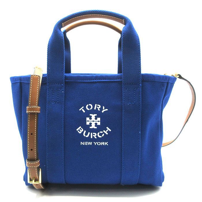 あゆたろうです。 Tory Burch トートバッグ 青 国内発】トリーバーチ 156476 0524 キャンバス トートバッグ