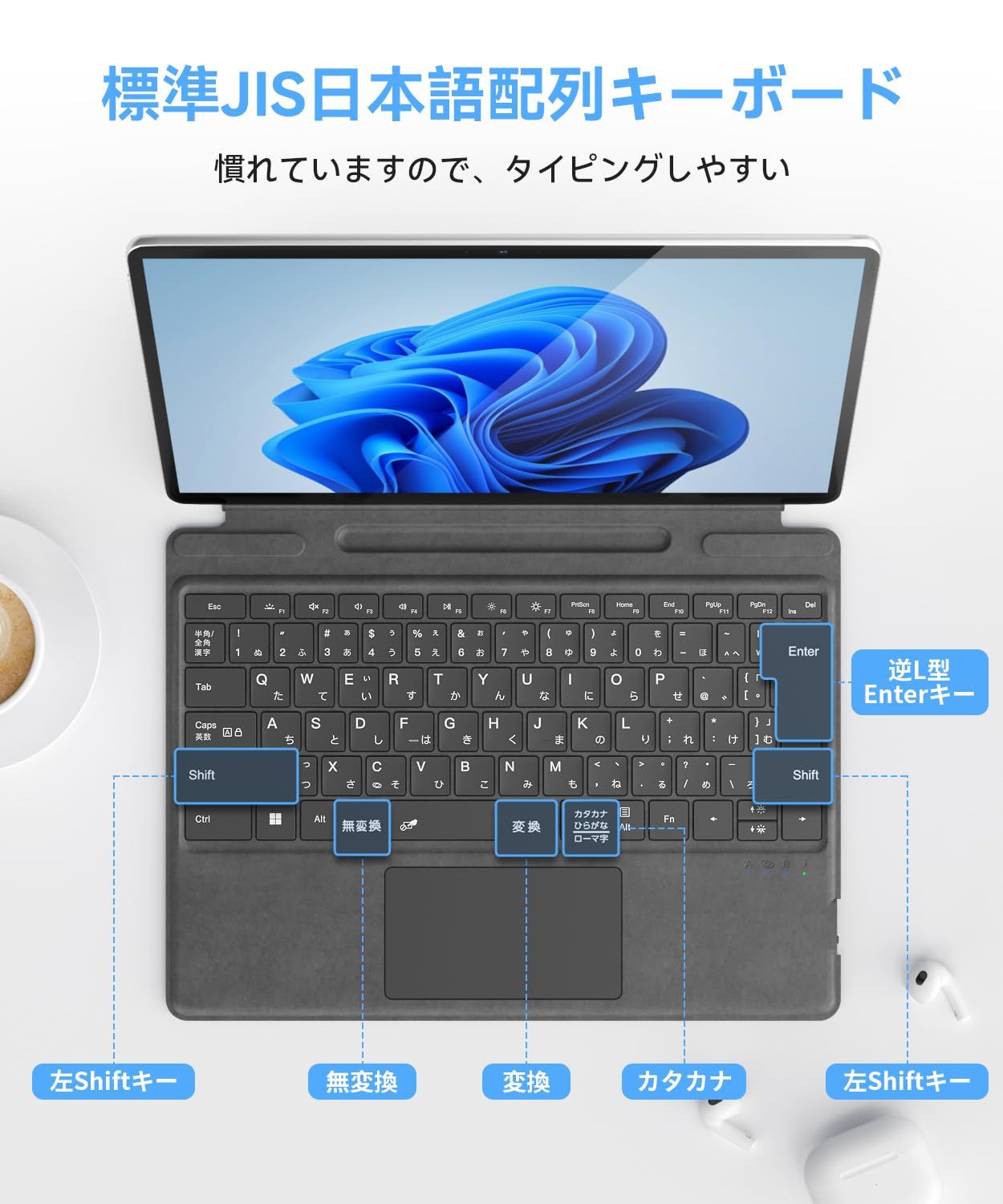 新作大登場！！ Omikamo サーフェスプロ キーボード ワイヤレス Surface Pro 8|9|10|X|11対応 JIS標準日本語配列 Surface キーボードBluetooth 5.3 トラックパッド ペン2収納 Typ-C充電式 カバー兼用 薄型 軽