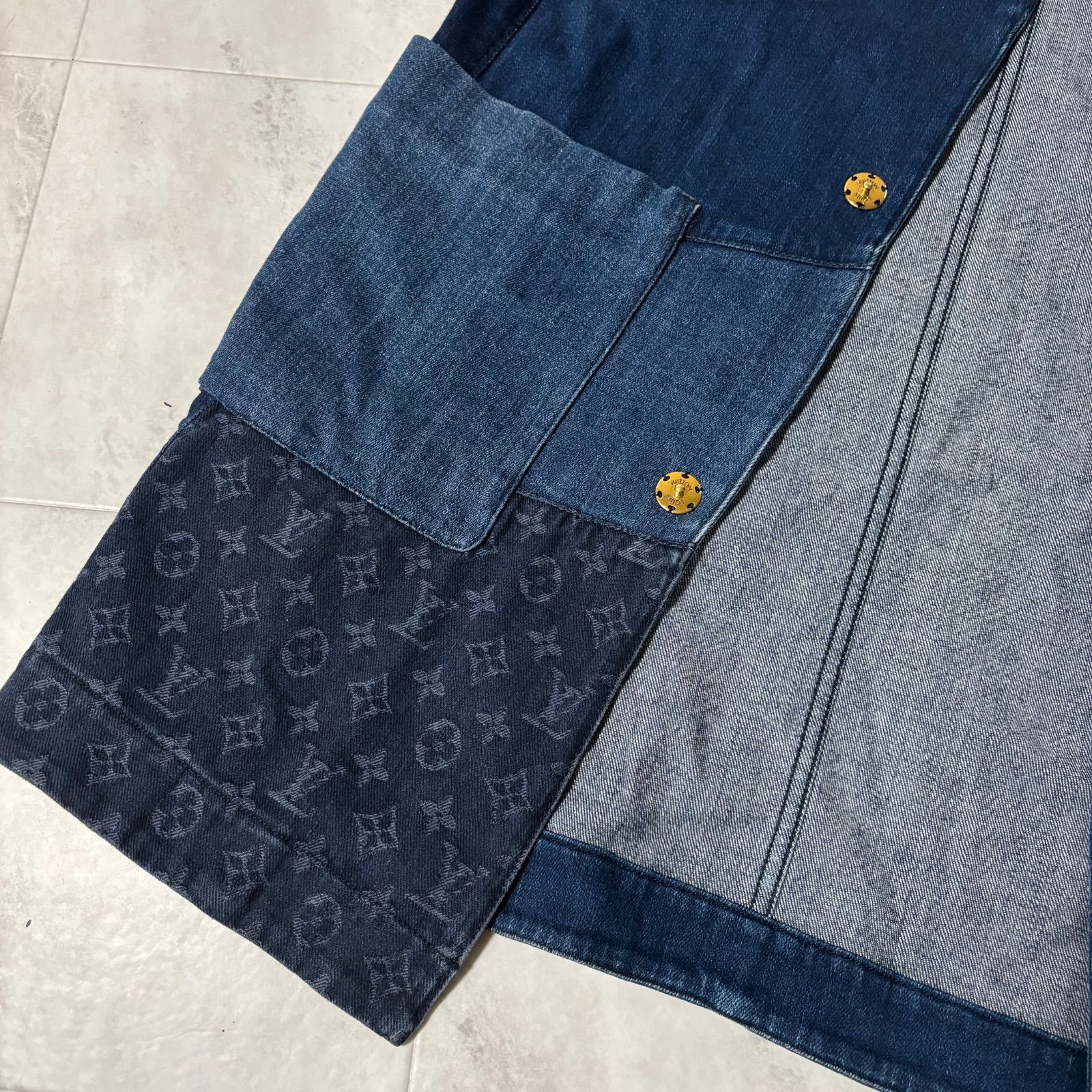 LOUIS VUITTON ルイヴィトン デニム パッチワーク コート ノー サイズ34